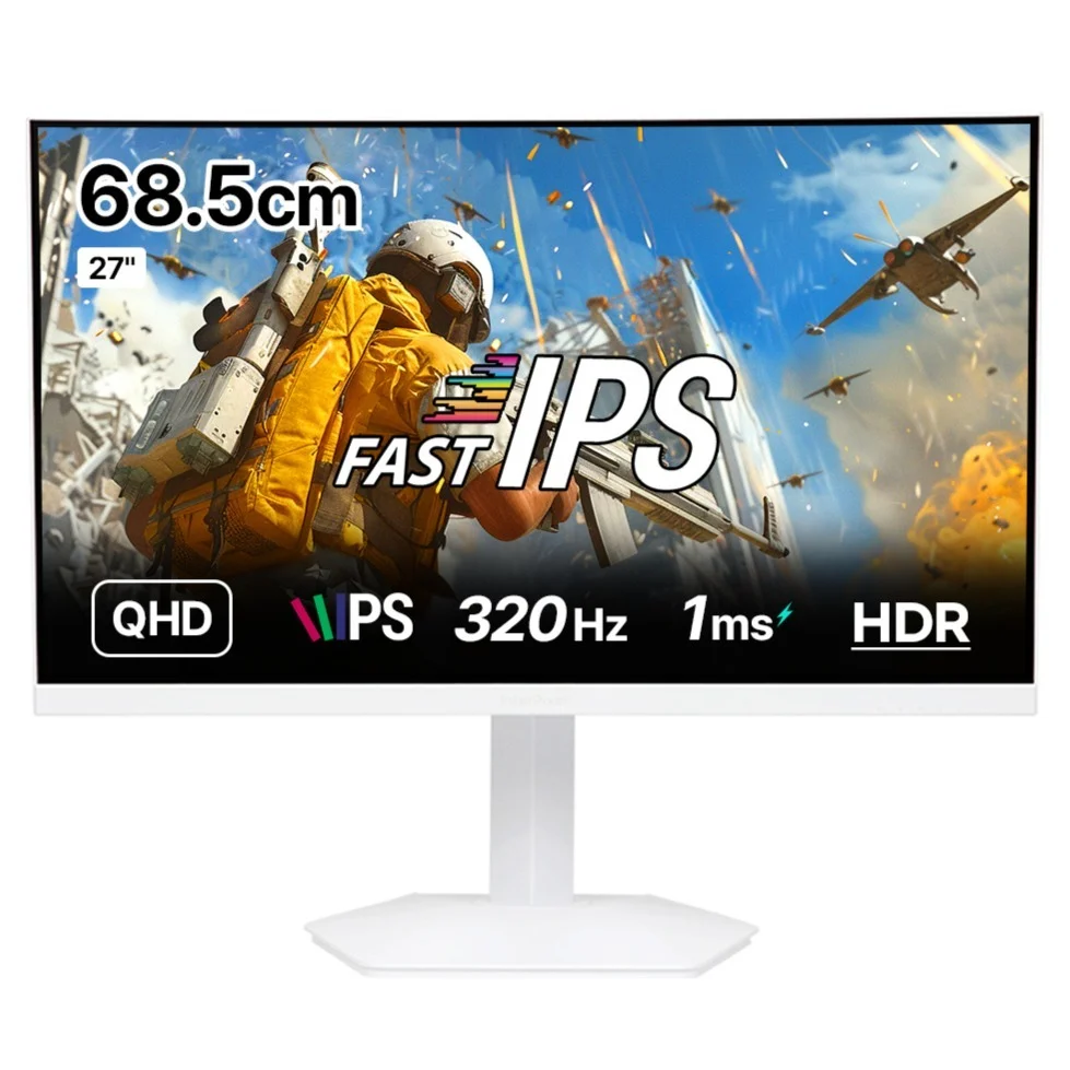 인터픽셀 QHD FAST IPS 320Hz 피벗 게이밍 모니터 화이트,