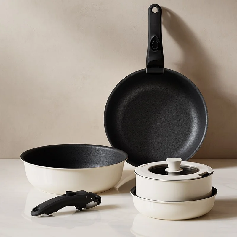 OYEAH 5종 세트다기능 탈착식 손잡이 냄비 세트, 흰색 5종세트 1개