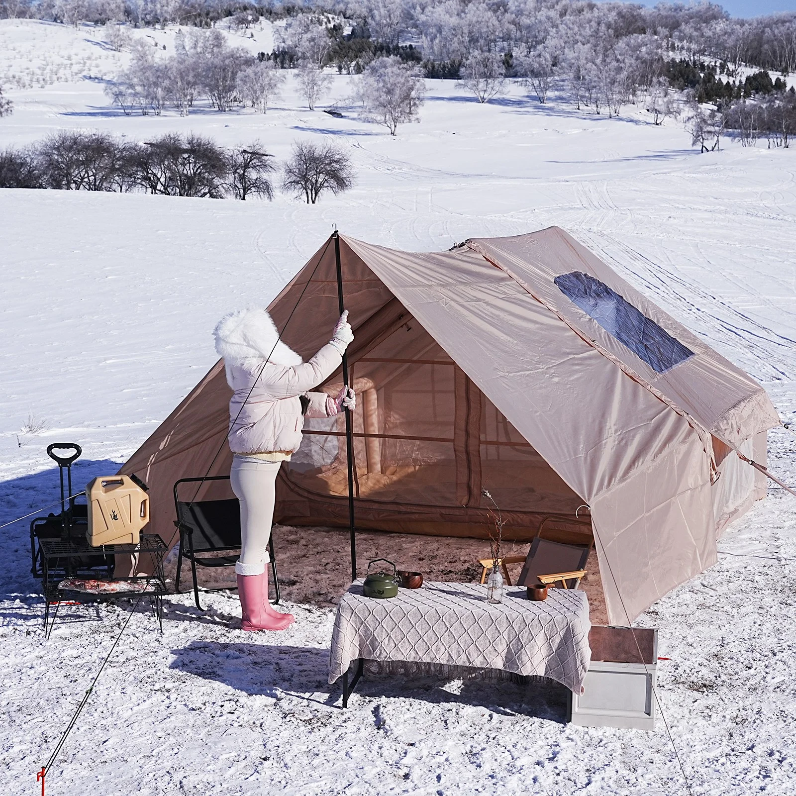 에어 텐트 패밀리 럭셔리 에어 캠핑 텐트 야외 캠핑 에어 텐트, 7-8인